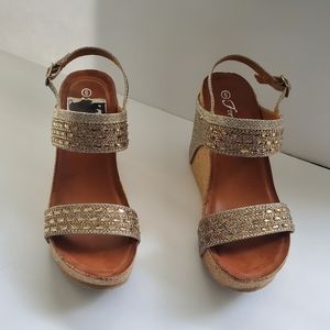 Gold Wedge Sandals